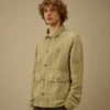 Overshirt van gebroken twill met knopen