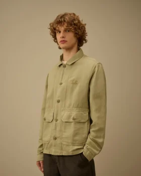 Overshirt van gebroken twill met knopen