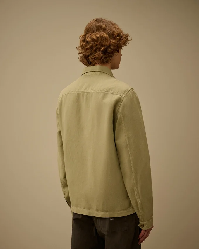 Overshirt van gebroken twill met knopen