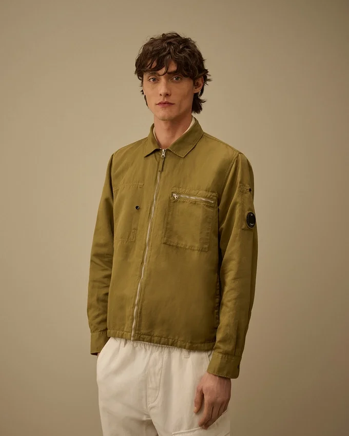 Overshirt van katoen/linnen met Lens-ritssluiting