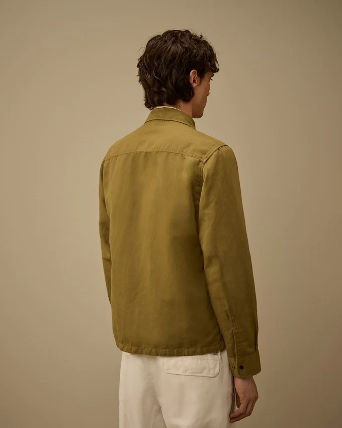 Overshirt van katoen/linnen met Lens-ritssluiting