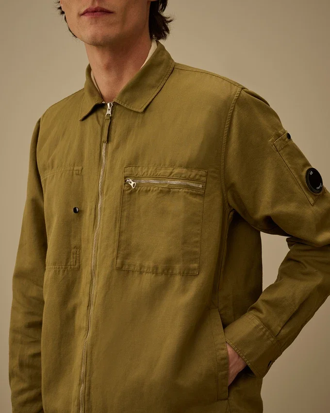 Overshirt van katoen/linnen met Lens-ritssluiting