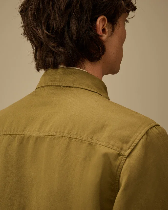 Overshirt van katoen/linnen met Lens-ritssluiting