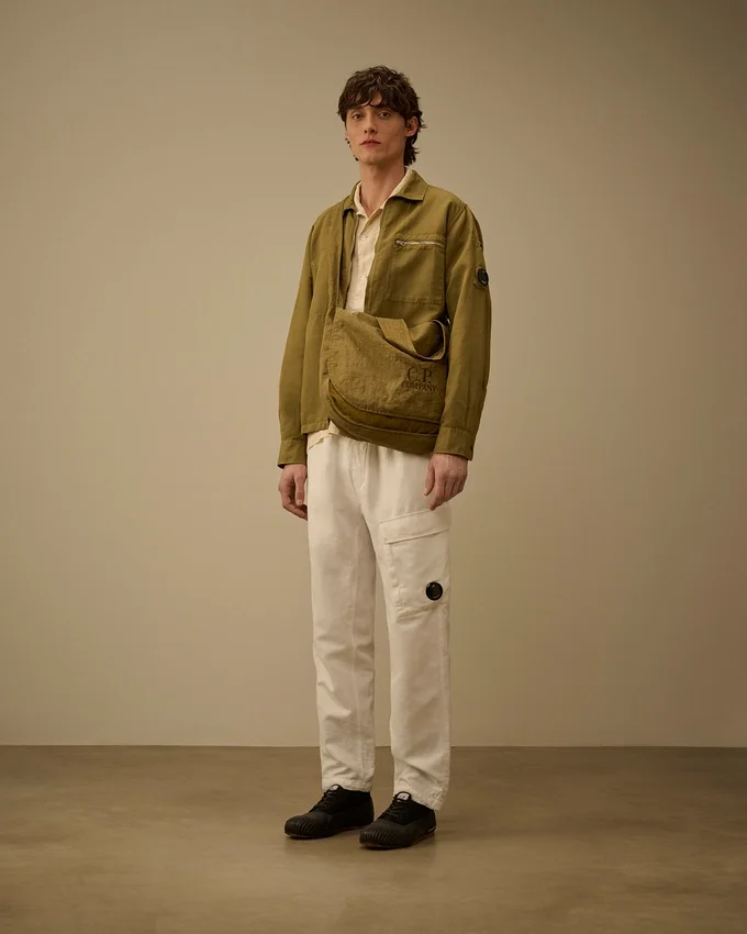 Overshirt van katoen/linnen met Lens-ritssluiting