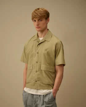 Popeline overhemd met korte mouwen en boxy pasvorm
