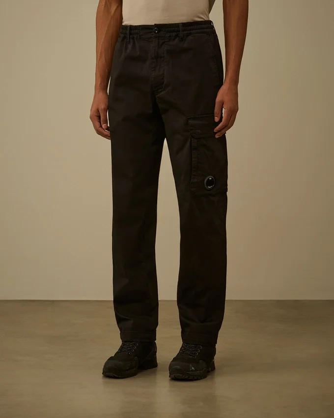 Regular-fit cargobroek van stretch-satijn