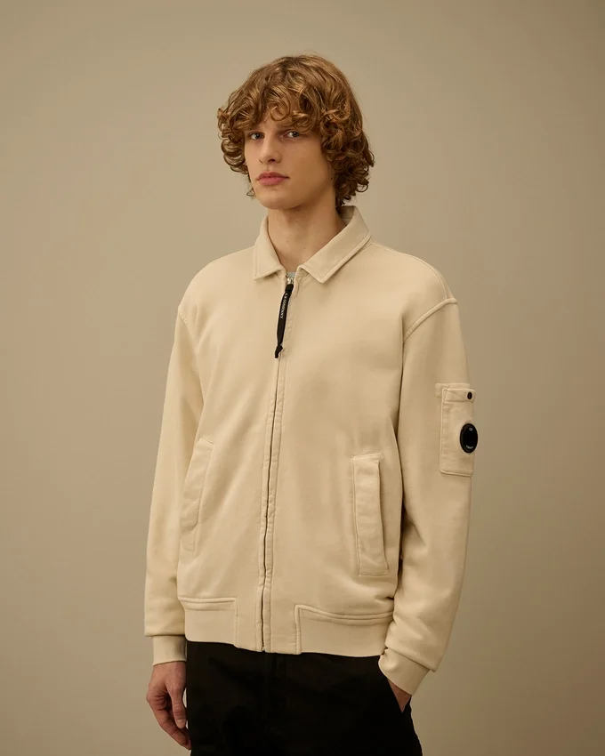 Sweatshirt van katoen met diagonale fleece, rits en Lens