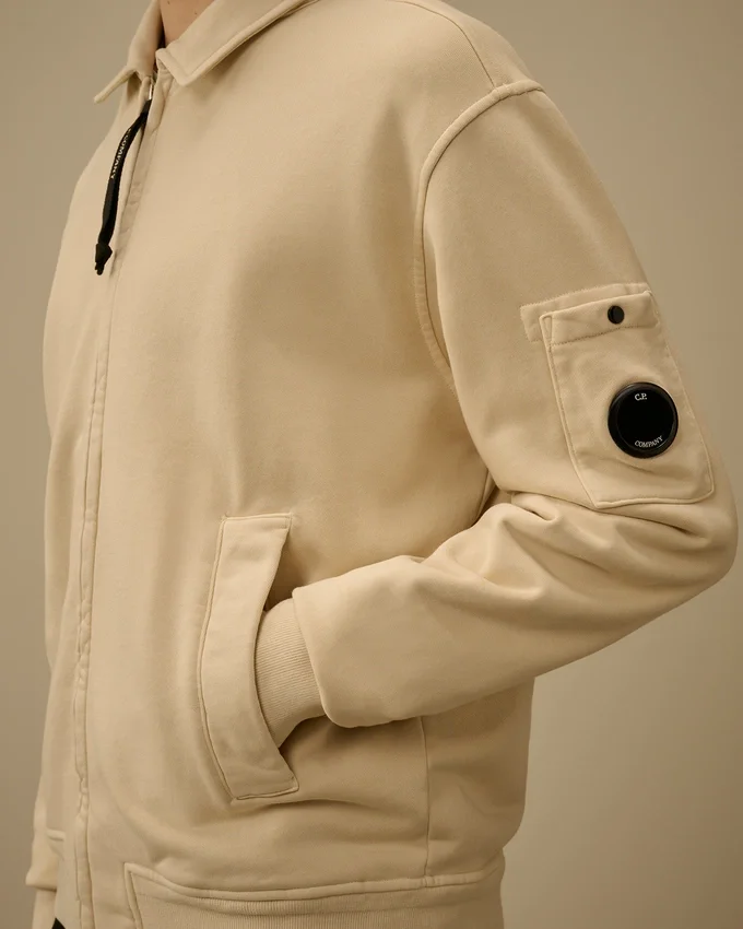 Sweatshirt van katoen met diagonale fleece, rits en Lens