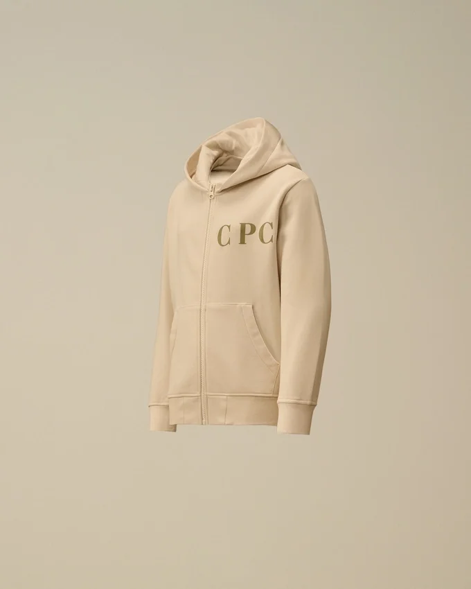 U16 Diagonal Fleece-Sweatshirt met capuchon en ritssluiting