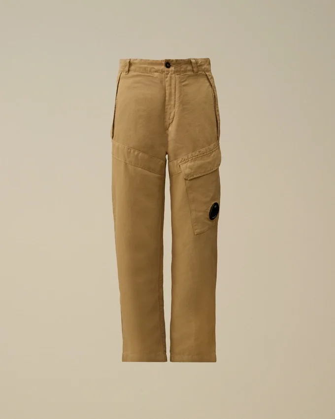U16 katoen/linnen cargo-broek met Lens-motief