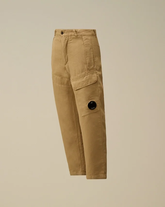 U16 katoen/linnen cargo-broek met Lens-motief