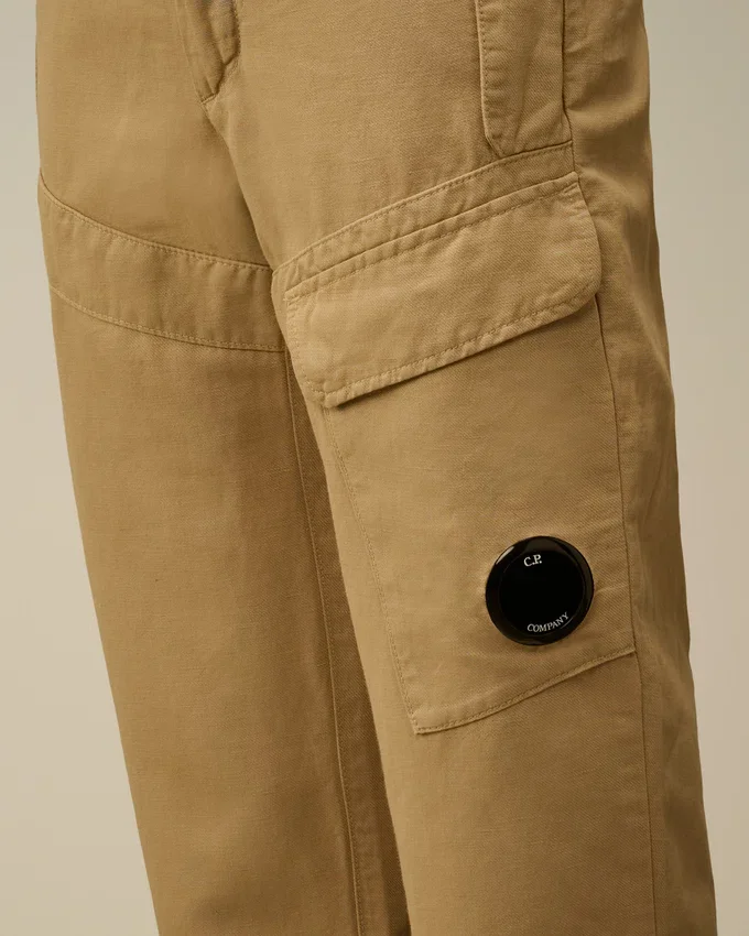 U16 katoen/linnen cargo-broek met Lens-motief