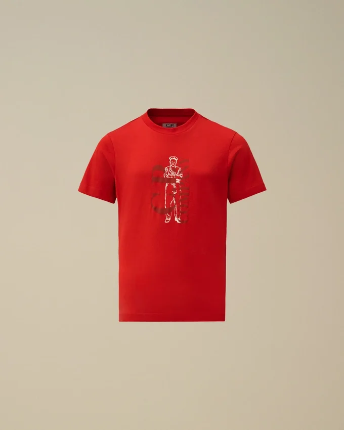 U16 katoenen jersey 30/1 T-shirt met korte mouwen en logo