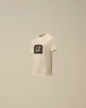 U16 katoenen jersey 30/1 T-shirt met korte mouwen en logolabel