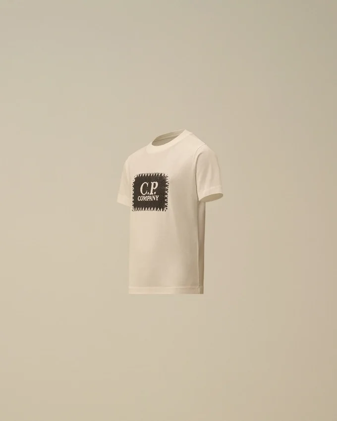 U16 katoenen jersey 30/1 T-shirt met korte mouwen en logolabel