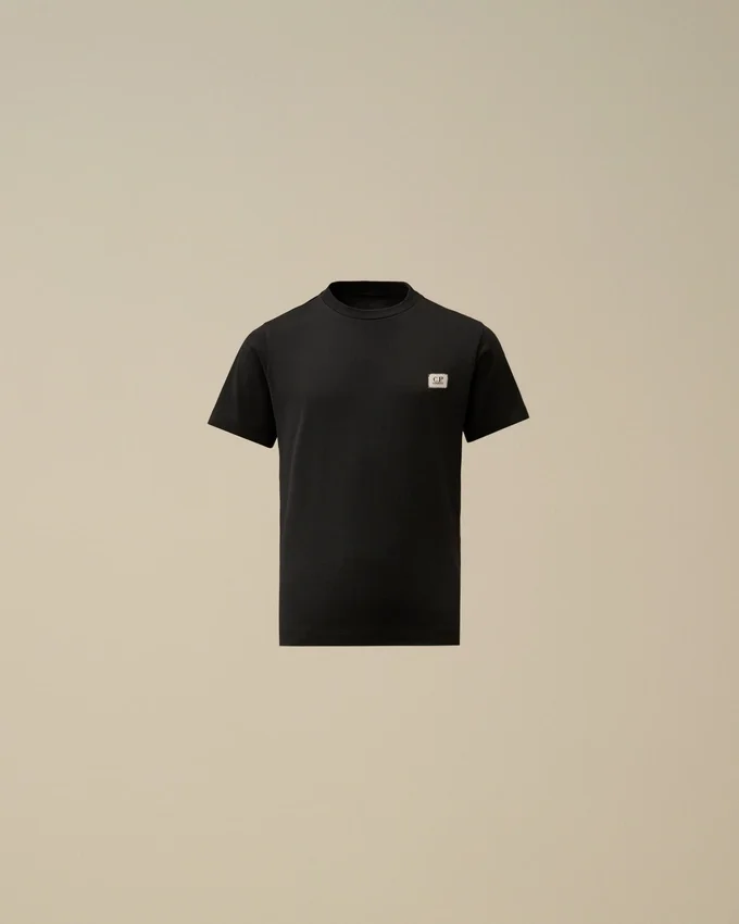 U16 katoenen jersey 30/1 T-shirt met korte mouwen en logopatch