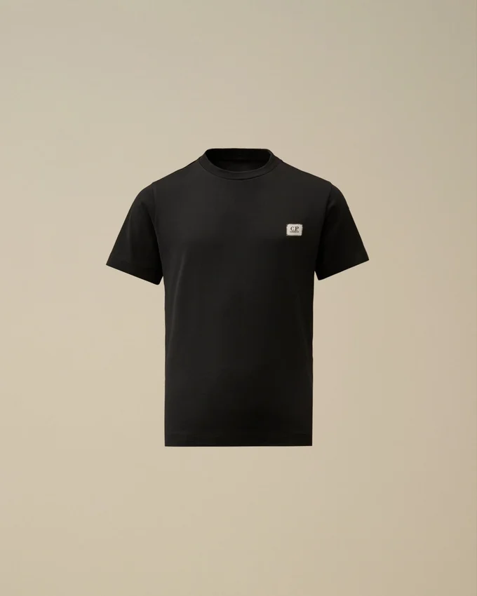 U16 katoenen jersey 30/1 T-shirt met korte mouwen en logopatch