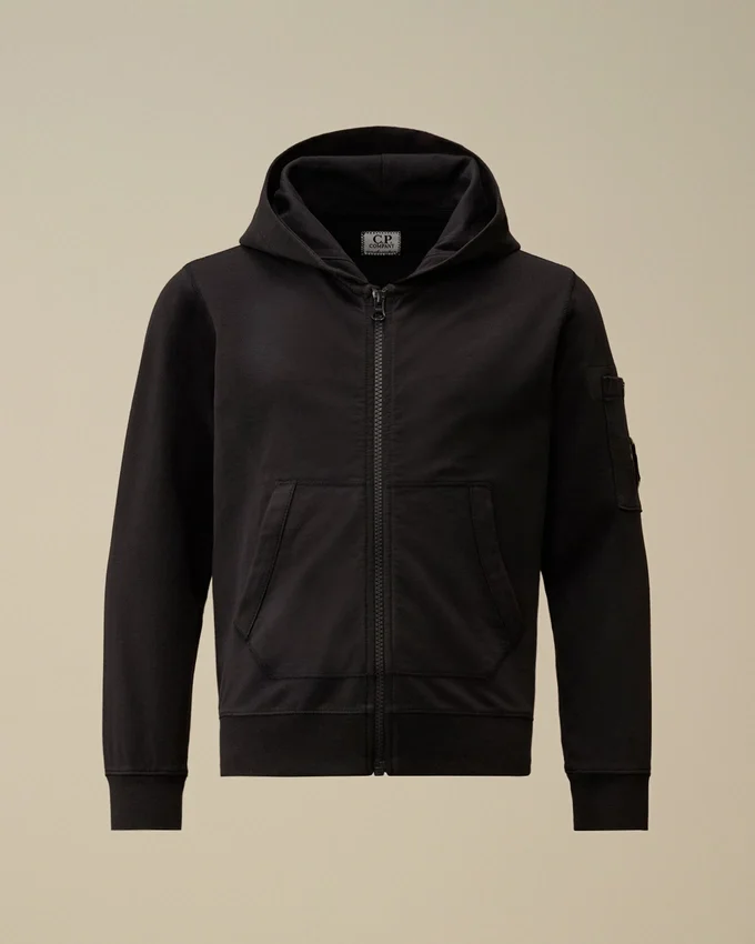 U16 lichtgewicht fleece-Sweatshirt met capuchon en Lens-detail