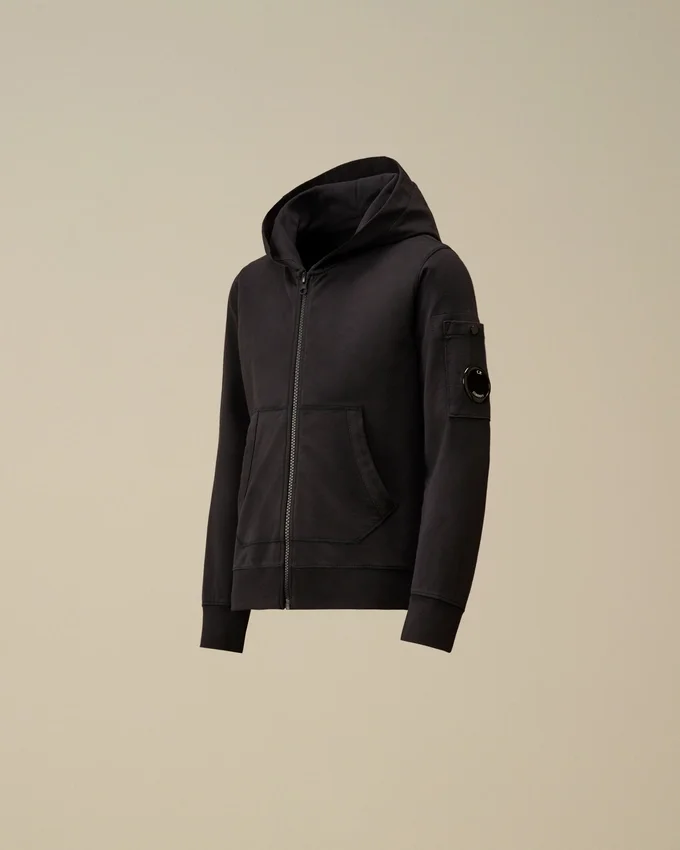 U16 lichtgewicht fleece-Sweatshirt met capuchon en Lens-detail