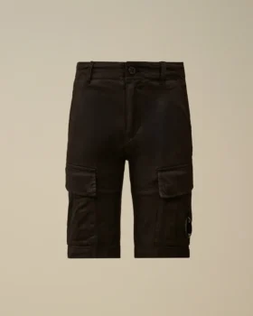 U16 stretch gabardine cargo-lens shorts