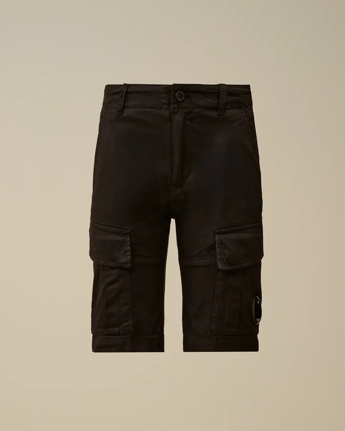 U16 stretch gabardine cargo-lens shorts