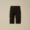 U16 stretch gabardine cargo-lens shorts
