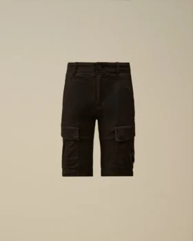 U16 stretch gabardine cargo-lens shorts