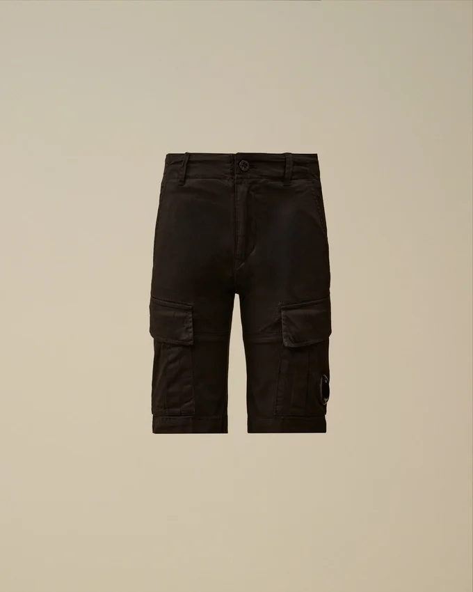 U16 stretch gabardine cargo-lens shorts
