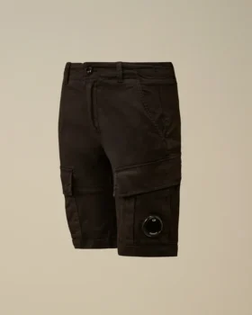 U16 stretch gabardine cargo-lens shorts