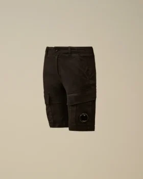 U16 stretch gabardine cargo-lens shorts