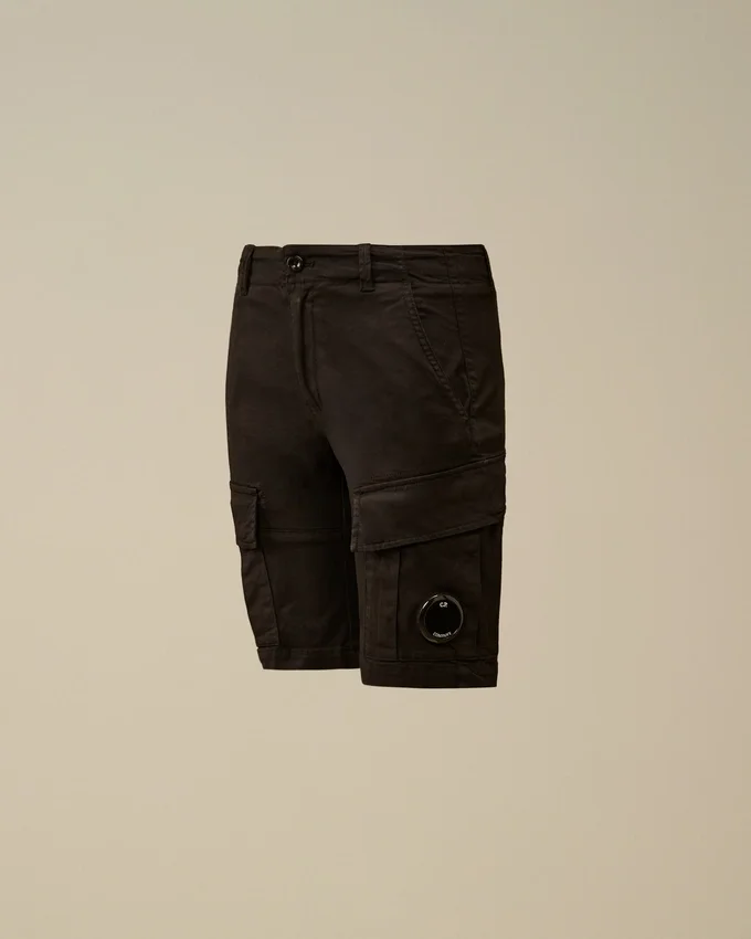 U16 stretch gabardine cargo-lens shorts