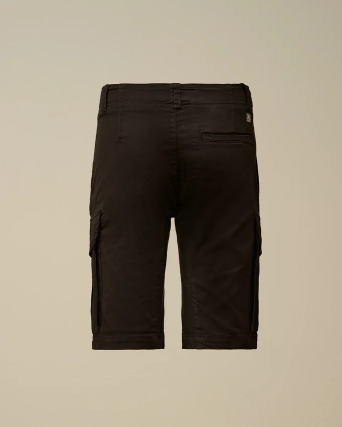 U16 stretch gabardine cargo-lens shorts