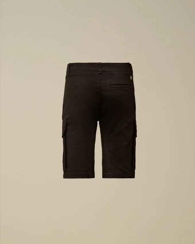 U16 stretch gabardine cargo-lens shorts