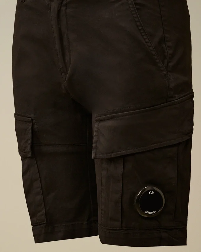 U16 stretch gabardine cargo-lens shorts