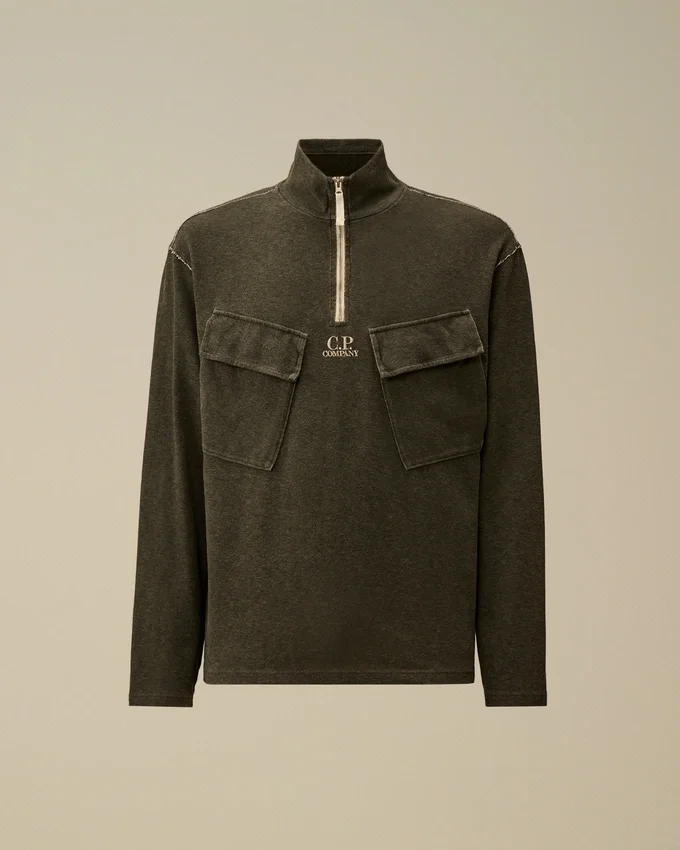 Zwaar jersey sweatshirt met halve rits