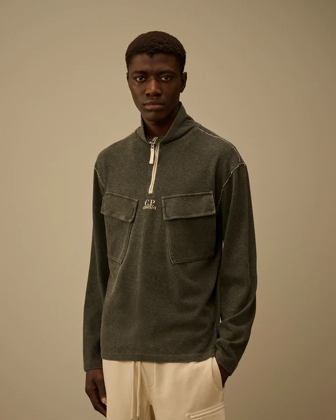 Zwaar jersey sweatshirt met halve rits