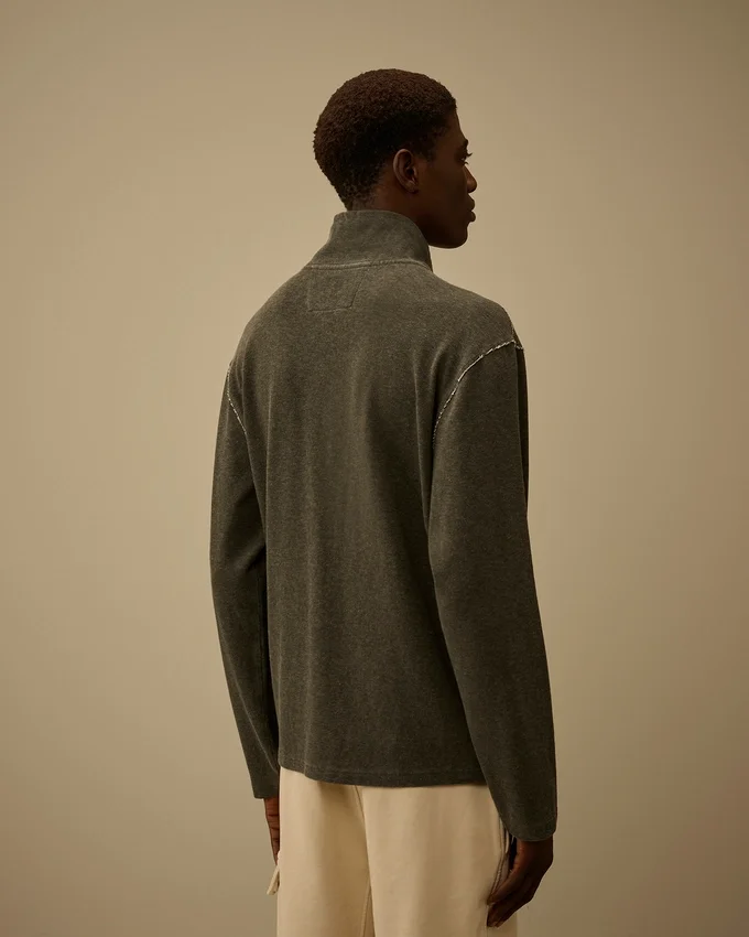 Zwaar jersey sweatshirt met halve rits