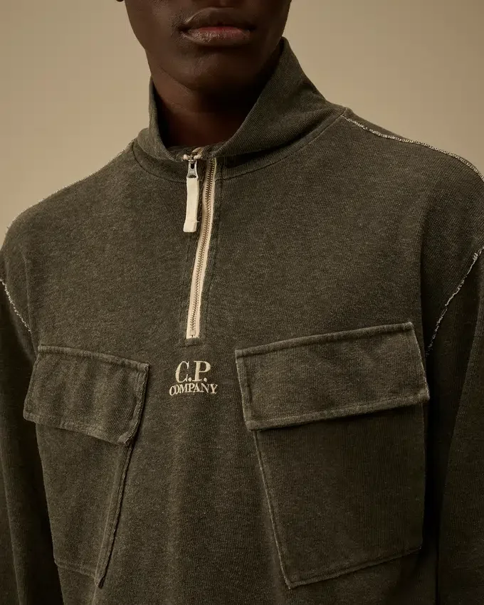 Zwaar jersey sweatshirt met halve rits