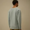 Zwaar piqué, pigmentgeverfd sweatshirt met opstaande kraag