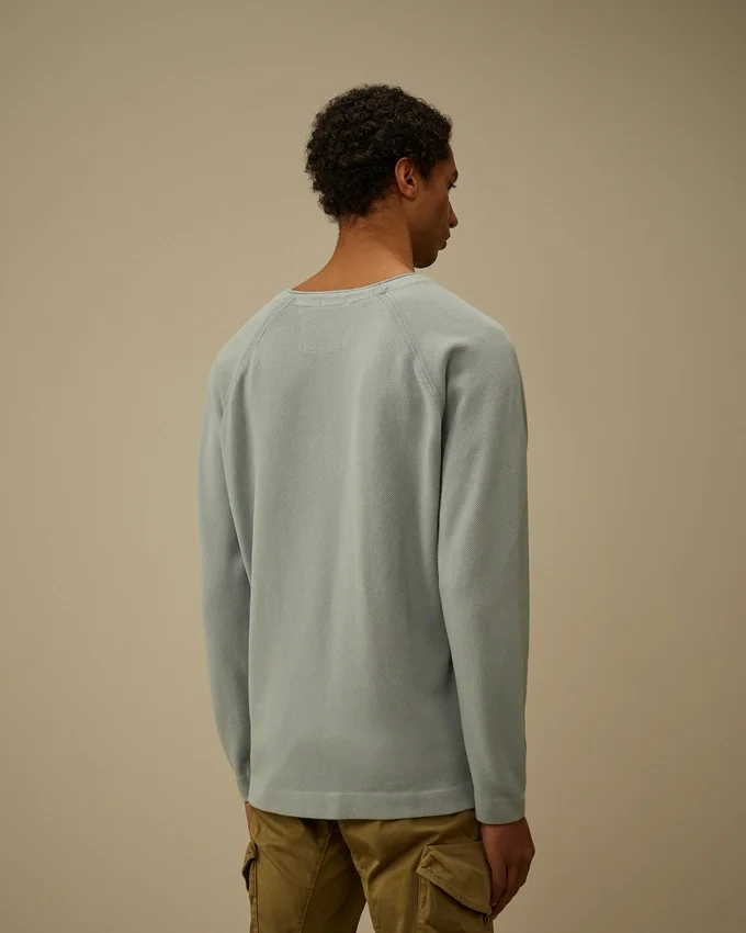 Zwaar piqué, pigmentgeverfd sweatshirt met opstaande kraag