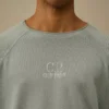Zwaar piqué, pigmentgeverfd sweatshirt met opstaande kraag
