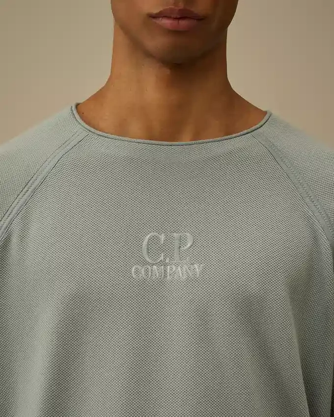 Zwaar piqué, pigmentgeverfd sweatshirt met opstaande kraag