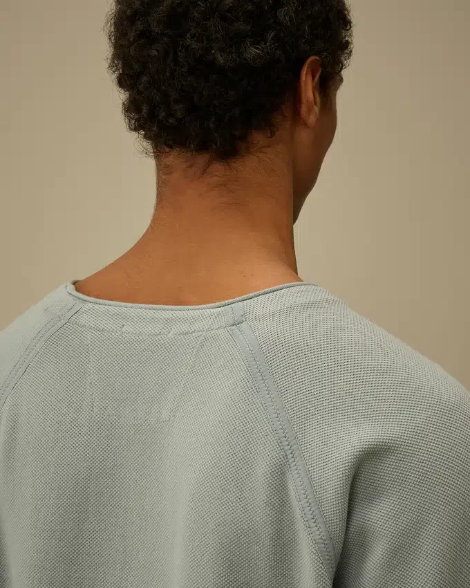 Zwaar piqué, pigmentgeverfd sweatshirt met opstaande kraag